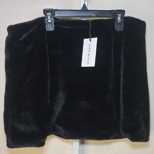 WeWoreWhat Black Faux Fur Mini Skirt‎ Cocktail